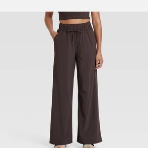 all in motion Relaxed Wide-Leg Drawstring Pants - Dark Brown